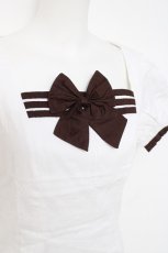画像4: MARBLE / リボンブローチ付き半袖ブラウス M シロ Y-26-05-08-070-GO-BL-SZ-ZY (4)