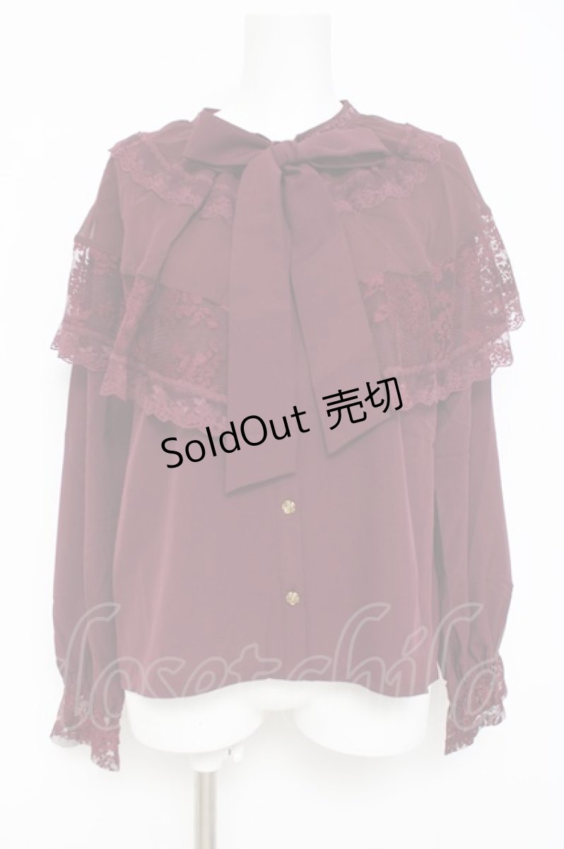 画像1: axes femme / ケープ×リボンタイブラウス F ワイン Y-26-05-08-085-AX-BL-SZ-ZY (1)