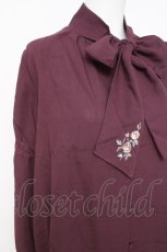 画像3: axes femme / 刺繍入りリボンロングブラウス M ワイン Y-26-05-08-086-AX-BL-SZ-ZY (3)