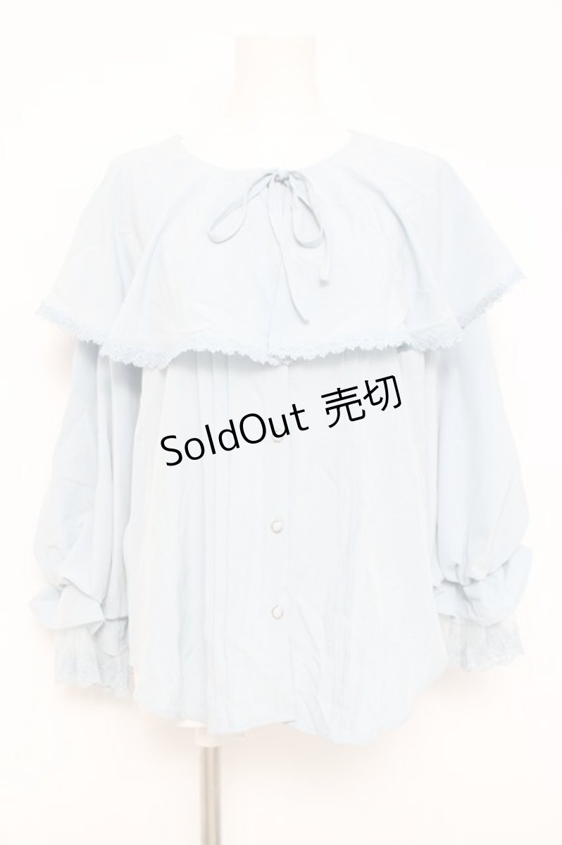 画像1: axes femme POETIQUE / ビッグフリルカラーブラウス M サックス Y-26-05-08-087-AX-BL-SZ-ZS (1)