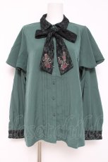 画像1: axes femme / メロディ刺繍ケープ袖ブラウス L グリーン Y-26-05-08-094-AX-BL-SZ-ZY (1)