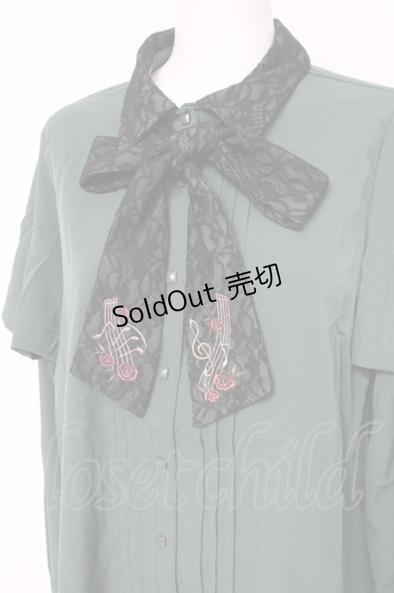 画像3: axes femme / メロディ刺繍ケープ袖ブラウス L グリーン Y-26-05-08-094-AX-BL-SZ-ZY (3)
