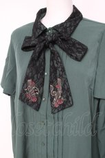 画像3: axes femme / メロディ刺繍ケープ袖ブラウス L グリーン Y-26-05-08-094-AX-BL-SZ-ZY (3)