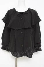 画像1: axes femme POETIQUE / ビッグフリルカラーブラウス M 黒 Y-26-05-08-097-AX-BL-SZ-ZY (1)