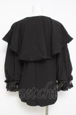 画像2: axes femme POETIQUE / ビッグフリルカラーブラウス M 黒 Y-26-05-08-097-AX-BL-SZ-ZY (2)
