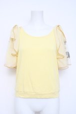 画像1: axes femme / チュール×刺繍フレア袖プルオーバー  イエロー Y-26-05-08-103-AX-TO-SZ-ZY (1)