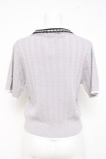 画像2: axes femme / 刺繍入り配色襟ニットポロ  グレー Y-26-05-08-105-AX-TO-SZ-ZY (2)