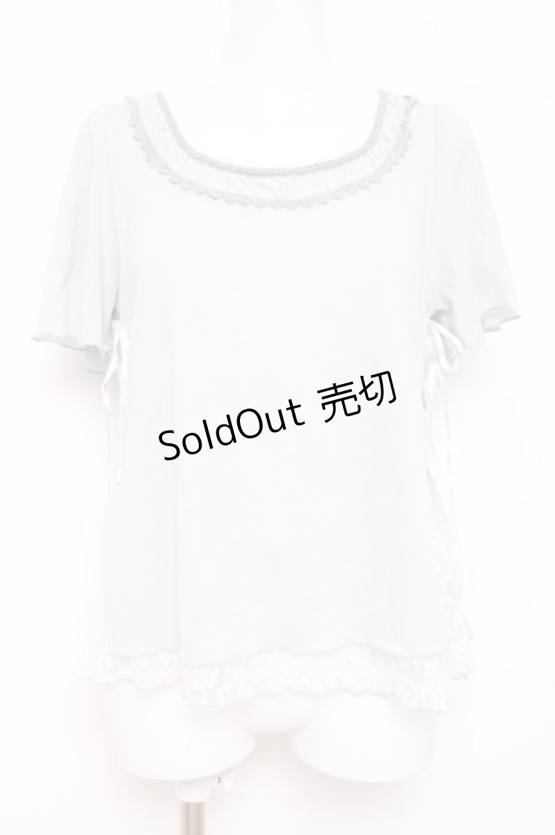 画像1: axes femme / レースレイヤード編み上げトップス M サックス Y-26-05-08-108-AX-TO-SZ-ZY (1)