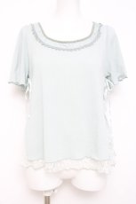 画像1: axes femme / レースレイヤード編み上げトップス M サックス Y-26-05-08-108-AX-TO-SZ-ZY (1)