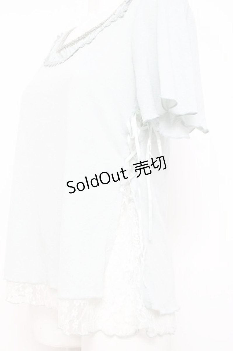 画像2: axes femme / レースレイヤード編み上げトップス M サックス Y-26-05-08-108-AX-TO-SZ-ZY (2)