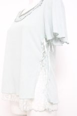 画像2: axes femme / レースレイヤード編み上げトップス M サックス Y-26-05-08-108-AX-TO-SZ-ZY (2)