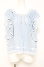 画像1: axes femme / シェル刺繍フレア袖プルオーバー M サックス Y-26-05-08-109-AX-TO-SZ-ZY (1)
