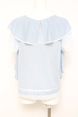 画像3: axes femme / シェル刺繍フレア袖プルオーバー M サックス Y-26-05-08-109-AX-TO-SZ-ZY (3)