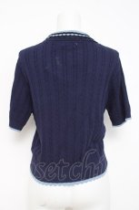 画像2: axes femme / 刺繍入り配色襟ニットポロ  紺 Y-26-05-08-112-AX-TO-SZ-ZY (2)