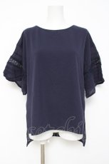 画像1: axes femme / レース×コットン袖カットプルオーバー F 紺 Y-26-05-08-113-AX-TO-SZ-ZY (1)