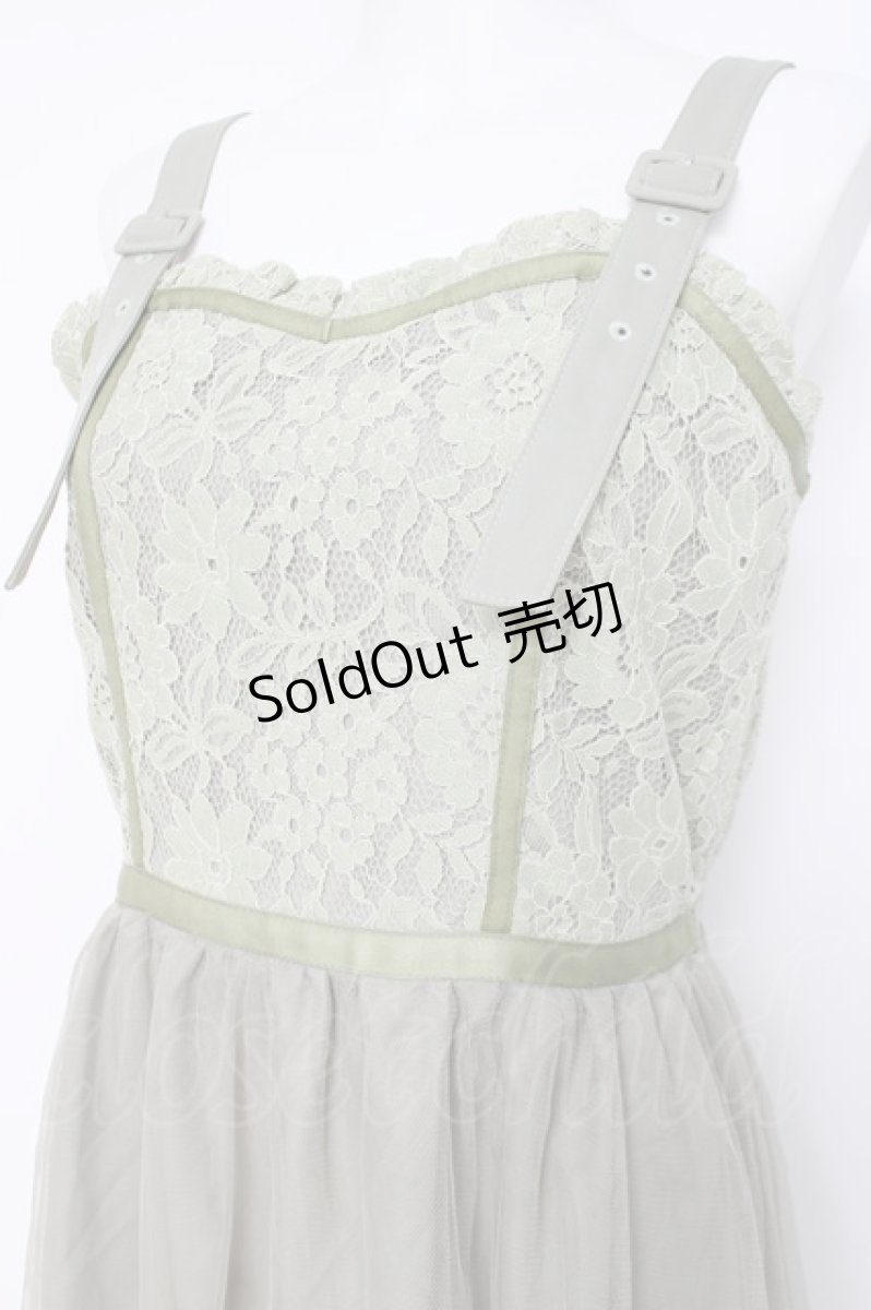 画像4: axes femme / バックリボンレースチュールキャミワンピース M グリーン Y-26-05-08-125-AX-OP-SZ-ZY (4)