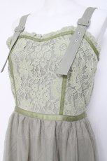 画像4: axes femme / バックリボンレースチュールキャミワンピース M グリーン Y-26-05-08-125-AX-OP-SZ-ZY (4)