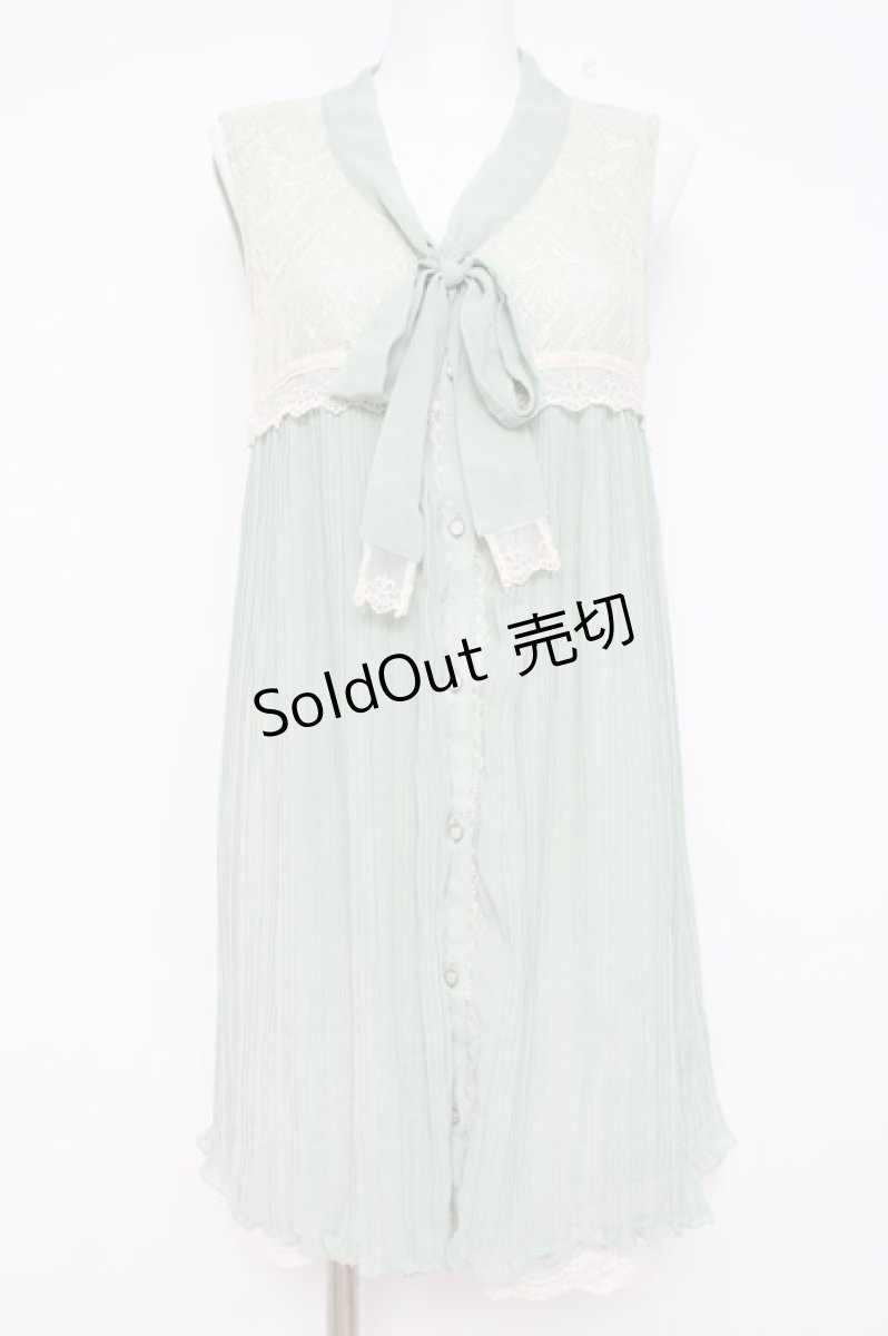 画像1: axes femme / プリーツ入りノースリブラウス M ミント Y-26-05-08-132-AX-BL-SZ-ZS (1)
