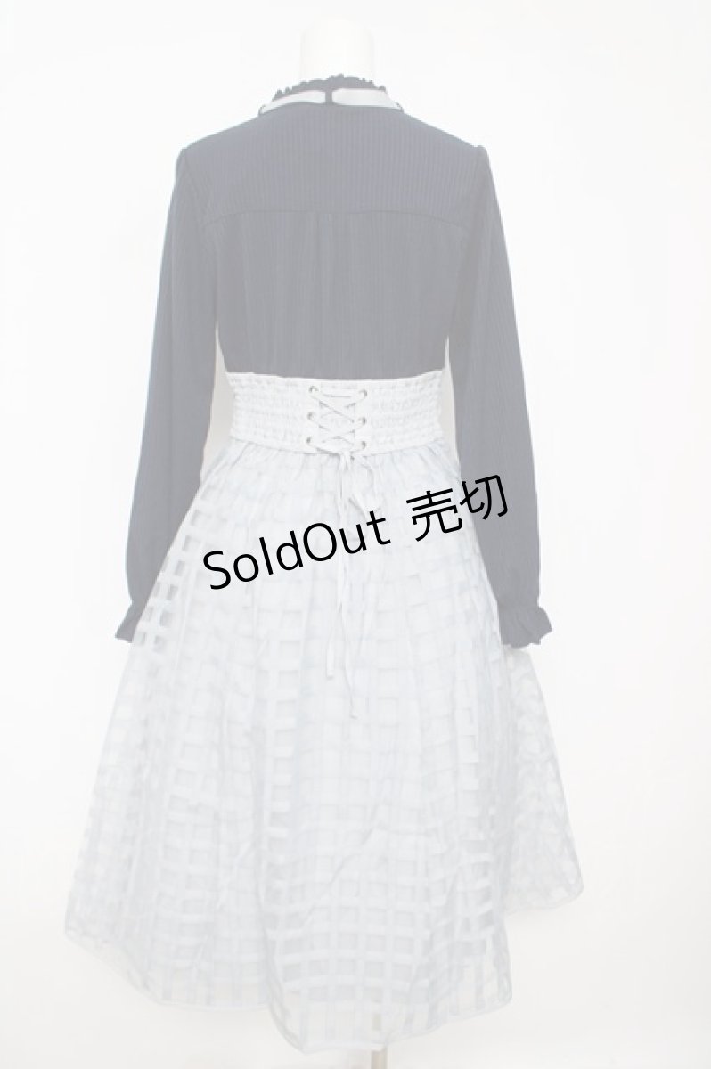 画像2: axes femme / シアーチェックドッキングワンピース F 紺 Y-26-05-08-152-AX-OP-SZ-ZI (2)
