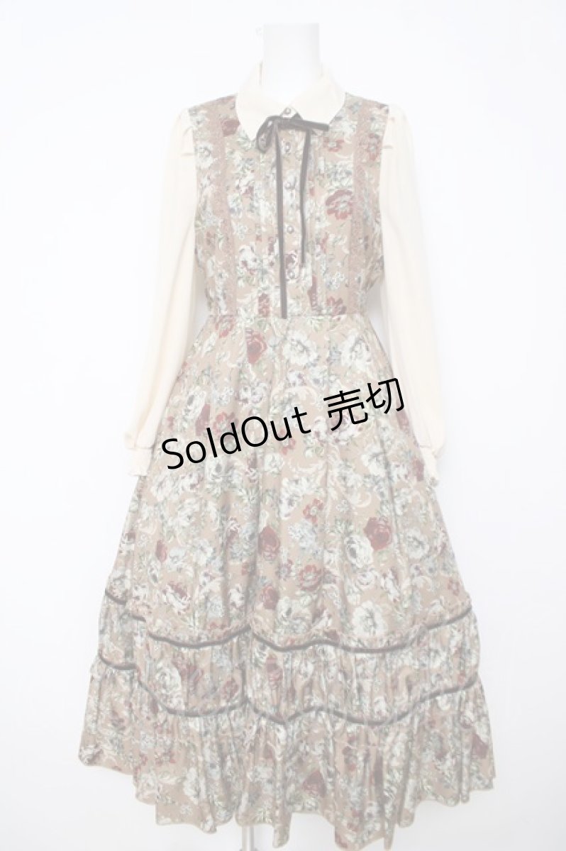 画像1: axes femme / クラシカルフラワーワンピース/ミュルーズ染織美術館コラボ F サックス Y-26-05-08-154-AX-OP-SZ-ZY (1)