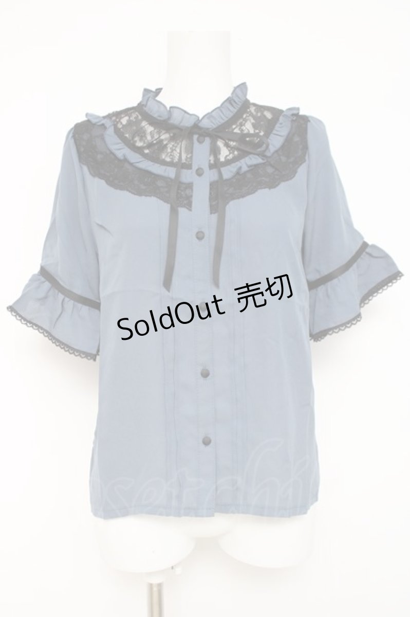 画像1: axes femme / レースヨークブラウス F ブルー Y-26-05-10-041-AX-BL-SZ-ZY (1)
