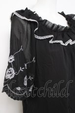画像3: axes femme / 刺繍袖楊柳シフォンチュニック M 黒 Y-26-05-10-042-AX-OP-SZ-ZY (3)