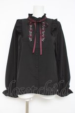 画像1: axes femme / 薔薇刺繍ハイネックブラウス L 黒 Y-26-05-10-043-AX-BL-SZ-ZY (1)
