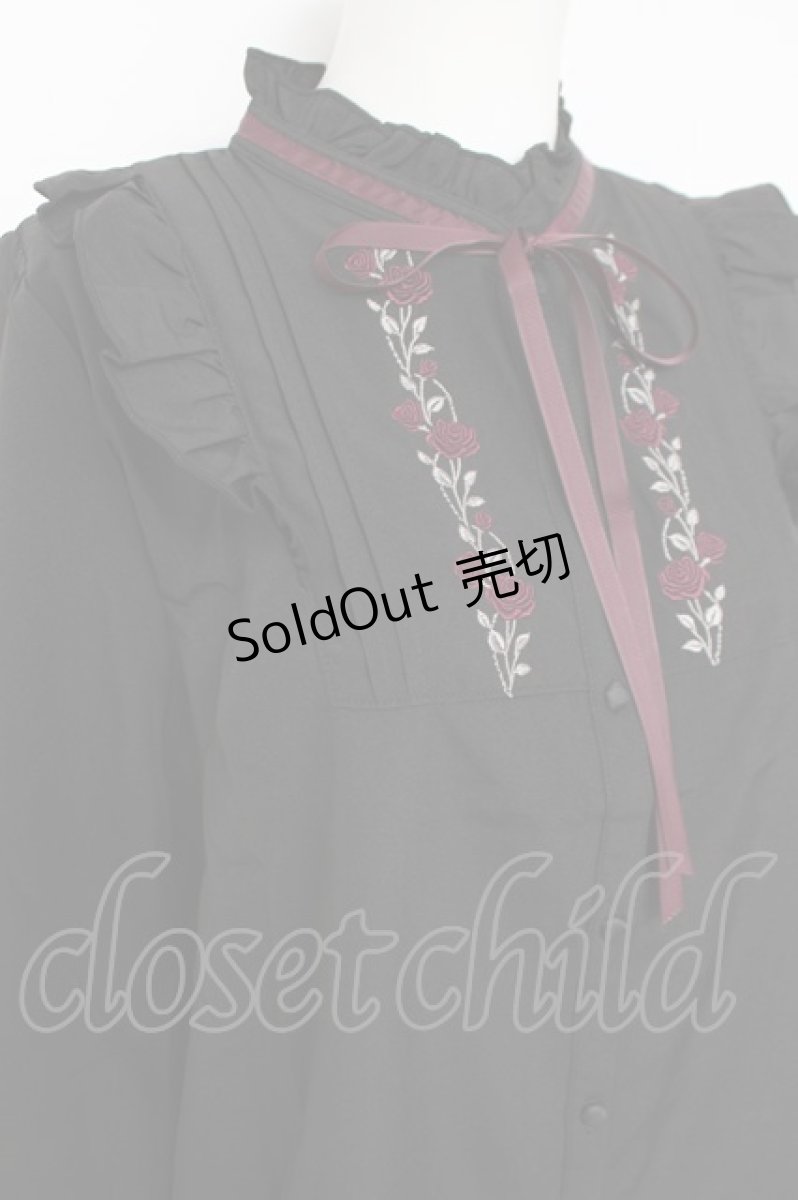 画像3: axes femme / 薔薇刺繍ハイネックブラウス L 黒 Y-26-05-10-043-AX-BL-SZ-ZI (3)