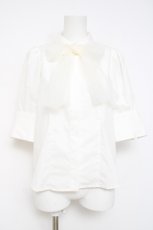 画像1: an another angelus / チュールリボンタイ5分袖シャツ【洗える】  シロ Y-26-05-10-046-CA-BL-SZ-ZY (1)