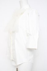 画像2: an another angelus / チュールリボンタイ5分袖シャツ【洗える】  シロ Y-26-05-10-046-CA-BL-SZ-ZY (2)
