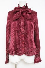 画像1: Angelic Pretty / 立ち襟Royalストライプブラウス  ワイン Y-26-05-10-055-AP-BL-SZ-ZY (1)