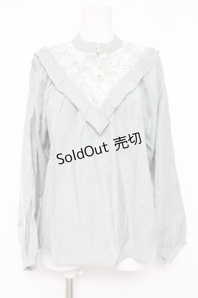 画像1: axes femme POETIQUE / レース切替フリルブラウス M ミント Y-26-05-10-062-AX-BL-SZ-ZY (1)