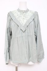 画像1: axes femme POETIQUE / レース切替フリルブラウス M ミント Y-26-05-10-062-AX-BL-SZ-ZY (1)