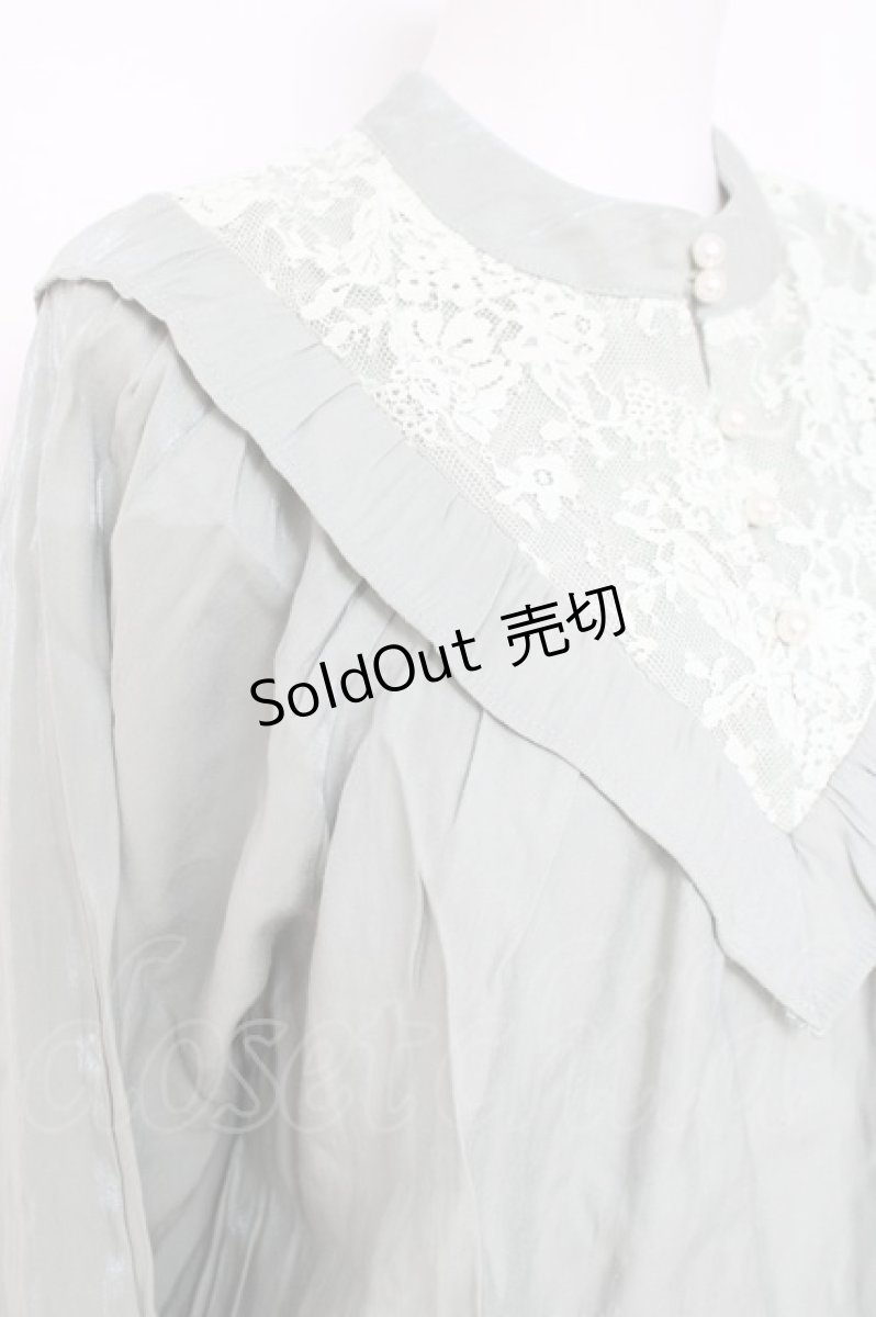 画像4: axes femme POETIQUE / レース切替フリルブラウス M ミント Y-26-05-10-062-AX-BL-SZ-ZY (4)