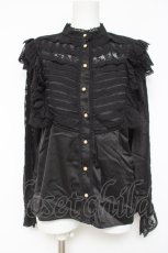 画像1: axes femme NOSTALGIE / サテンレース切替ブラウス M 黒 Y-26-05-10-065-AX-BL-SZ-ZY (1)