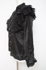 画像2: axes femme NOSTALGIE / サテンレース切替ブラウス M 黒 Y-26-05-10-065-AX-BL-SZ-ZY (2)