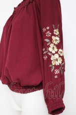 画像2: axes femme / 袖刺繍トップス  ワイン Y-26-05-10-072-AX-TO-SZ-ZY (2)