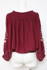 画像3: axes femme / 袖刺繍トップス  ワイン Y-26-05-10-072-AX-TO-SZ-ZY (3)