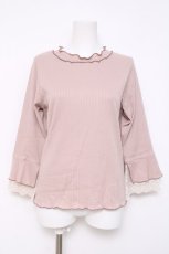 画像1: axes femme / レース重ね袖メローリブプルオーバー F モカ Y-26-05-10-073-AX-TO-SZ-ZY (1)