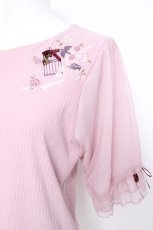 画像3: axes femme / 鳥×バラ刺繍リブPO F ピンク Y-26-05-10-080-AX-TO-SZ-ZY (3)