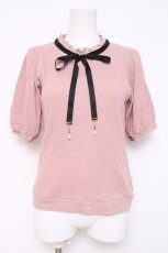 画像1: axes femme / チャーム付リブトップス F ピンク Y-26-05-10-081-AX-TO-SZ-ZY (1)