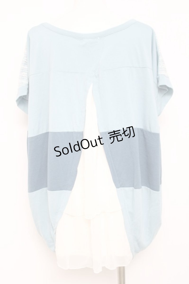 画像2: axes femme / バイカラービッグトップス M サックス Y-26-05-10-088-AX-TO-SZ-ZY (2)