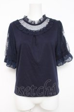 画像1: axes femme / ラベンダー刺繍プルオーバー M 紺 Y-26-05-10-089-AX-TO-SZ-ZY (1)