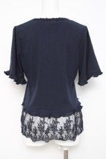 画像2: axes femme / すずらん刺繍裾レースボレロ M 紺 Y-26-05-10-090-AX-TO-SZ-ZY (2)