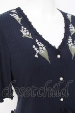 画像3: axes femme / すずらん刺繍裾レースボレロ M 紺 Y-26-05-10-090-AX-TO-SZ-ZY (3)