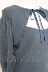 画像3: F&A / フロント開き5分袖ニットプルオーバー  青 Y-26-05-10-093-CA-TO-SZ-ZY (3)