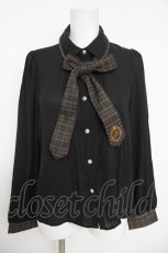 画像1: axes femme POETIQUE / 刺繍リボンタイ付ブラウス M 黒 Y-26-05-12-048-AX-BL-SZ-ZY (1)