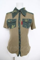 画像1: Ozz On / デニム切替シャツ  カーキ Y-26-05-12-051-OO-BL-SZ-ZY (1)