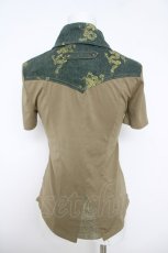 画像2: Ozz On / デニム切替シャツ  カーキ Y-26-05-12-051-OO-BL-SZ-ZY (2)