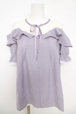 画像1: axes femme POETIQUE / オープンショルダーチェックブラウス  ラベンダー Y-26-05-12-058-AX-TO-SZ-ZY (1)